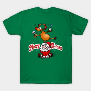 Merry X-mas from Santa Claus and his reindeer T-Shirt